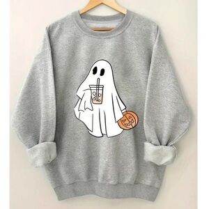SHEIN Gray Ghost Print Sweater
